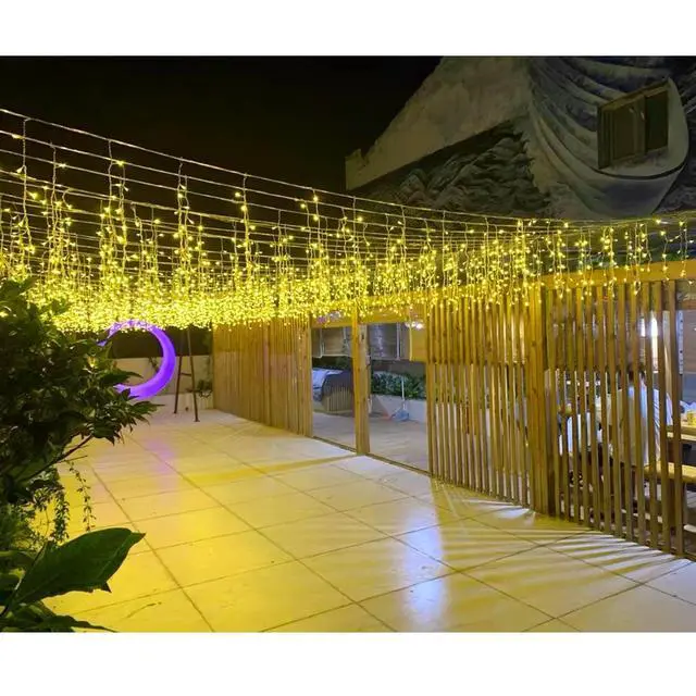 Alt view image 6 of 7 - Icicle Lights Outdoor, 32.8 FT 400 LED 8 Modes Christmas String Fairy Lights with 80 Drops, Twinkle Waterproof Connectable for Roof Balcony Business Park Decor, Warm White, 10M