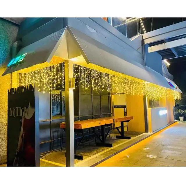 Alt view image 7 of 7 - Icicle Lights Outdoor, 32.8 FT 400 LED 8 Modes Christmas String Fairy Lights with 80 Drops, Twinkle Waterproof Connectable for Roof Balcony Business Park Decor, Warm White, 10M