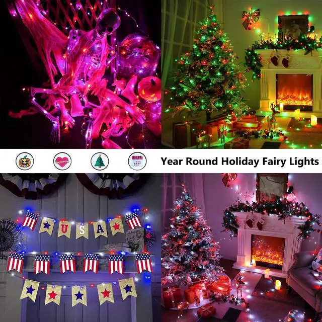Alt view image 4 of 7 - Color Changing Fairy String Lights 66ft 200 LED for Xmas Halloween