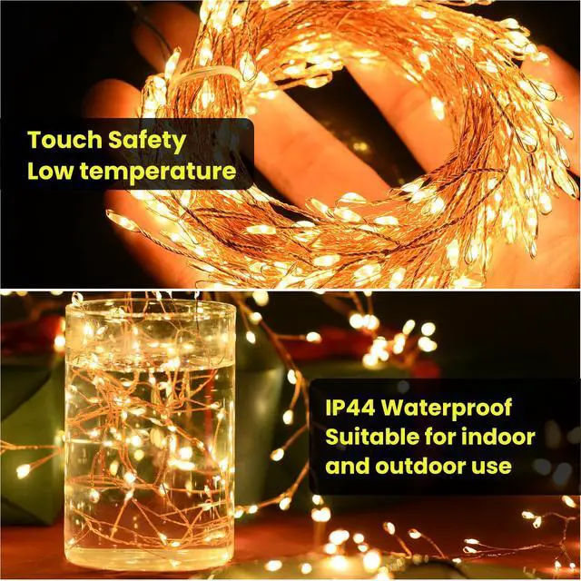 Alt view image 6 of 7 - 300 LED Fairy Lights with Remote, Warm White, 8 Modes, Plug in, Waterproof, Christmas Decoration, 10ft