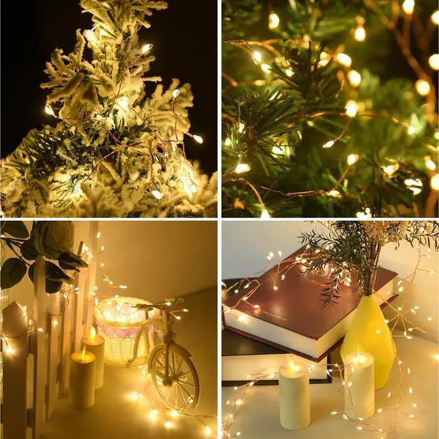 Alt view image 3 of 7 - 300 LED Fairy Lights with Remote, Warm White, 8 Modes, Plug in, Waterproof, Christmas Decoration, 10ft
