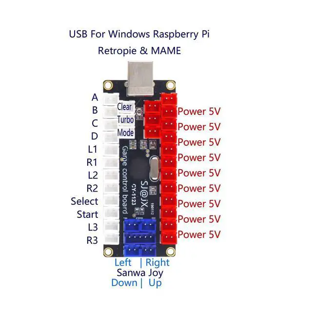 Alt view image 2 of 4 - Arcade DIY Kit LED USB Encoder Board Zero Delay Arcade Controller Joystick Button Fight Stick Raspberry Pi Retro Pie MAME 5V LED Power
