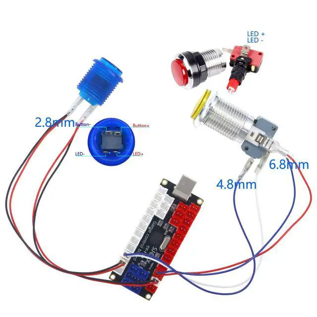 Alt view image 3 of 4 - Arcade DIY Kit LED USB Encoder Board Zero Delay Arcade Controller Joystick Button Fight Stick Raspberry Pi Retro Pie MAME 5V LED Power