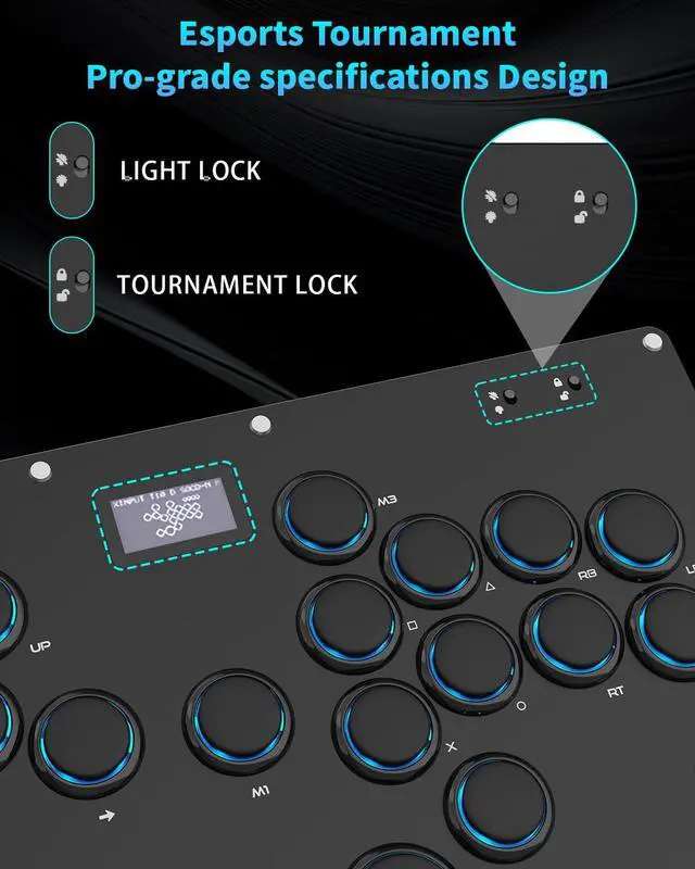Alt view image 4 of 7 - GK-18 Leverless Arcade Stick, All-Button Fight Controller with 18 Keys, RGB Lights, Hot-Swappable for PS5/PS4/PS3/PC/Switch, Arcade Fight Stick Black