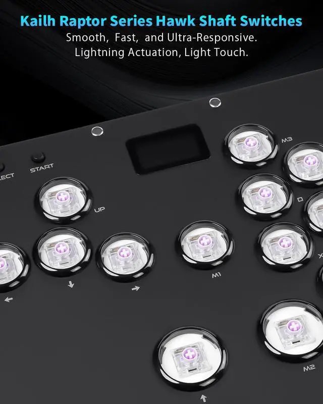 Alt view image 5 of 7 - GK-18 Leverless Arcade Stick, All-Button Fight Controller with 18 Keys, RGB Lights, Hot-Swappable for PS5/PS4/PS3/PC/Switch, Arcade Fight Stick Black