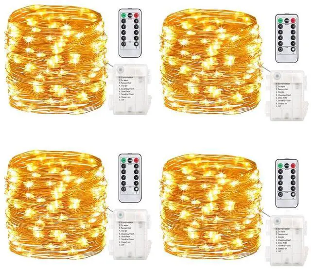 Main image of 4 Pack 16.4 Feet 50 LED Fairy Lights, Battery-Operated, Warm White