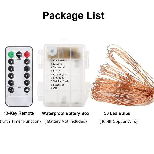 Alt view image 7 of 7 - 4 Pack 16.4 Feet 50 LED Fairy Lights, Battery-Operated, Warm White