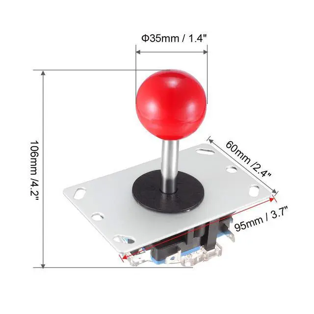 Alt view image 2 of 4 - Joystick Control Stick Rocker Switch 4 Way Red Ball Top Handle DIY Parts Classic Arcade Game Fighting Competition 4NO Momentary