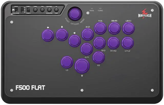 Main image of F500 FLAT Fight Stick All Button Arcade Controller for PS4, PC, Xbox Series S/X, Xbox One, Switch/Switch 2, Steam Deck, macOS, Android, Raspberry Pi, NEOGEO mini and more