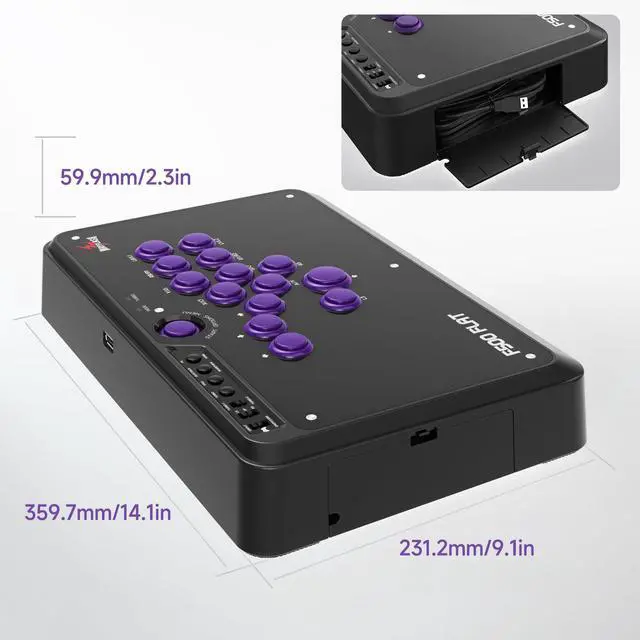 Alt view image 3 of 7 - F500 FLAT Fight Stick All Button Arcade Controller for PS4, PC, Xbox Series S/X, Xbox One, Switch/Switch 2, Steam Deck, macOS, Android, Raspberry Pi, NEOGEO mini and more