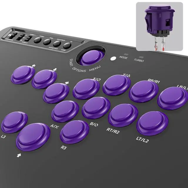 Alt view image 4 of 7 - F500 FLAT Fight Stick All Button Arcade Controller for PS4, PC, Xbox Series S/X, Xbox One, Switch/Switch 2, Steam Deck, macOS, Android, Raspberry Pi, NEOGEO mini and more