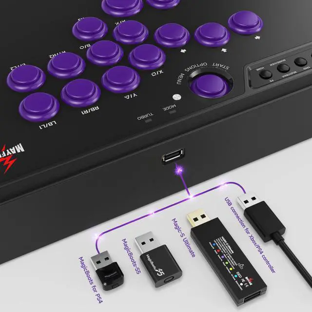 Alt view image 6 of 7 - F500 FLAT Fight Stick All Button Arcade Controller for PS4, PC, Xbox Series S/X, Xbox One, Switch/Switch 2, Steam Deck, macOS, Android, Raspberry Pi, NEOGEO mini and more