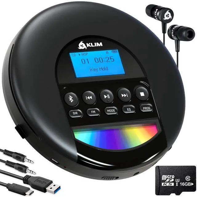 Main image of Nomad Portable CD Player with Long-Lasting Battery - with Headphones - Radio FM - Compatible MP3 CD Player Portable - 16GB TF Card - Radio FM Bluetooth - Ideal for Cars - Black