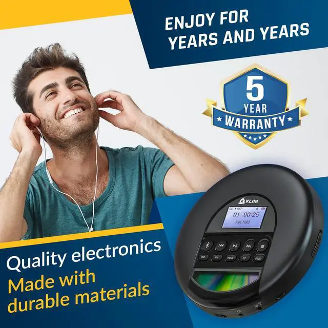 Alt view image 6 of 7 - Nomad Portable CD Player with Long-Lasting Battery - with Headphones - Radio FM - Compatible MP3 CD Player Portable - 16GB TF Card - Radio FM Bluetooth - Ideal for Cars - Black