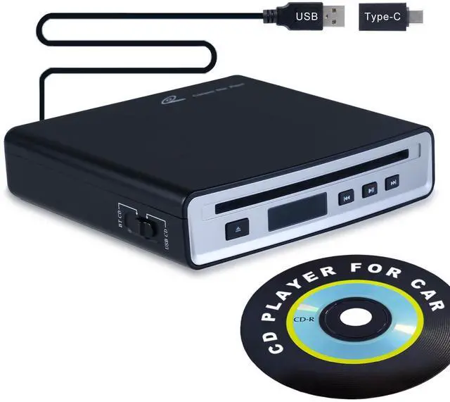 Main image of Portable External Car CD Player, Anti-Shock Plug and Play CD Adapter with USB & Bluetooth Dual Connect, Lossless Audio Disc Player for Car Truck, Laptop, PC and Smart TV