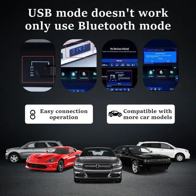 Alt view image 4 of 7 - Portable External Car CD Player, Anti-Shock Plug and Play CD Adapter with USB & Bluetooth Dual Connect, Lossless Audio Disc Player for Car Truck, Laptop, PC and Smart TV