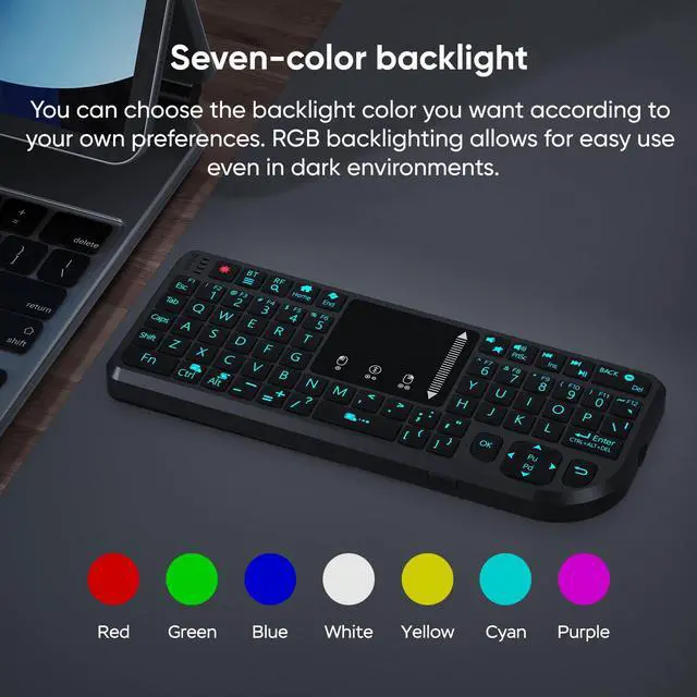 Alt view image 2 of 7 - T808 Mini Wireless Keyboard,Upgraded Multi-Touch Touchpad