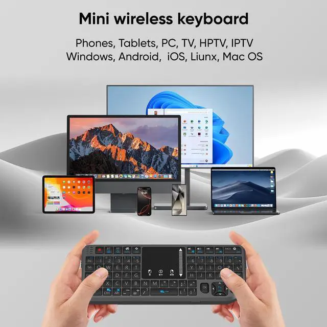 Alt view image 5 of 7 - T808 Mini Wireless Keyboard,Upgraded Multi-Touch Touchpad
