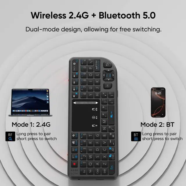 Alt view image 6 of 7 - T808 Mini Wireless Keyboard,Upgraded Multi-Touch Touchpad