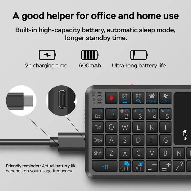 Alt view image 7 of 7 - T808 Mini Wireless Keyboard,Upgraded Multi-Touch Touchpad
