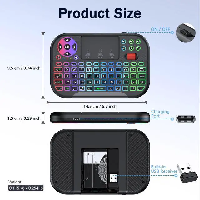 Alt view image 5 of 7 - M2 Mini Wireless Keyboard,BT+2.4G Dual Mode Portable Keyboard for HTPC/IPTV