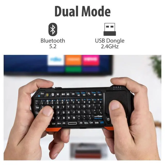 Alt view image 2 of 7 - Mini Bluetooth Keyboard (QWERTY Keypad), Wireless Portable with Touchpad, Compatible with Apple TV,PS4, PS4 Pro, PS5, HTPC/IPTV, VR Glasses, Smartphones