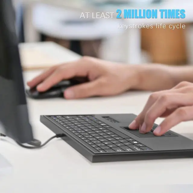 Alt view image 6 of 7 - USB Wired Industrial Machine Keyboard with Touchpad & Built-in Hub