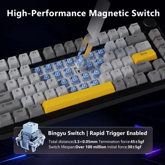 Alt view image 6 of 7 - AK820 V2 8KHz Magnetic Mechanical Keyboard Bingyu Hall Effect Rapid Trigger