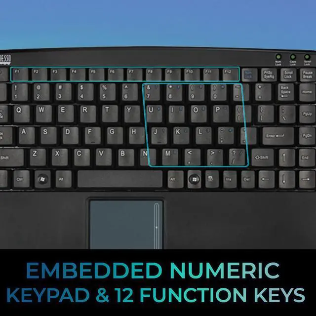 Alt view image 3 of 6 - AKB-410UB - SlimTouch Mini Wired USB Keyboard with Built-in Touchpad