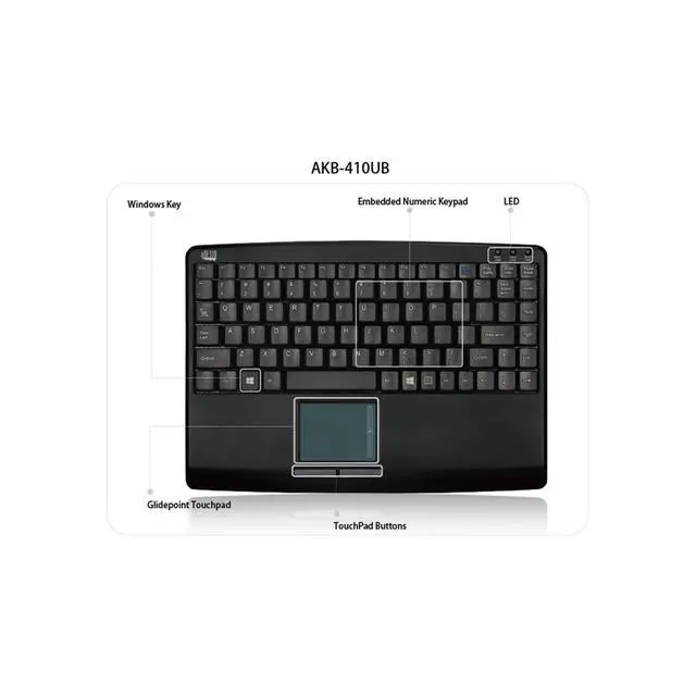 Alt view image 5 of 6 - AKB-410UB - SlimTouch Mini Wired USB Keyboard with Built-in Touchpad
