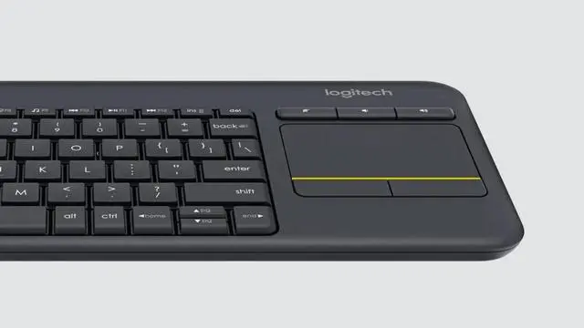Alt view image 5 of 7 - Wireless Touch K400 Plus With 3.5-inch Multi-Touch Touchpad, Quiet Keys, 33 ft. Range, Plug-and-Play