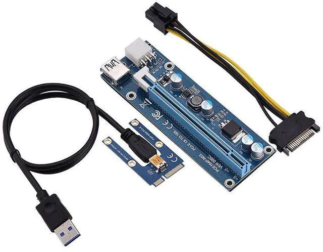 Main image of Mini PCI-E to PCI Express 16x Extender, Riser Adapter with SATA Power Cord for Video Card Mining, USB, Linux, Personal Computer, Laptop