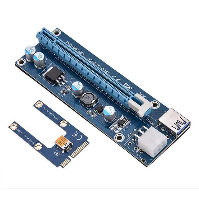 Alt view image 7 of 7 - Mini PCI-E to PCI Express 16x Extender, Riser Adapter with SATA Power Cord for Video Card Mining, USB, Linux, Personal Computer, Laptop