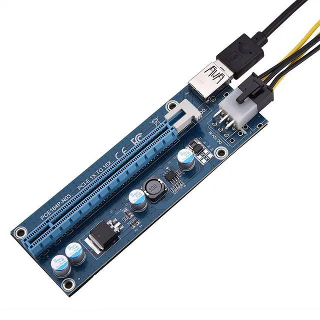 Alt view image 6 of 7 - Mini PCI-E to PCI Express 16x Extender, Riser Adapter with SATA Power Cord for Video Card Mining, USB, Linux, Personal Computer, Laptop