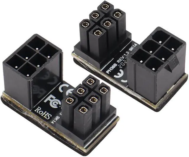 Main image of 180 Degree 6Pin PCI Power Adapter 180 Degree Angled ATX 6Pin Female to 6pin Male Connector Power Adapter Board for Desktop Graphics Card(2Pack-UP/6Pin)