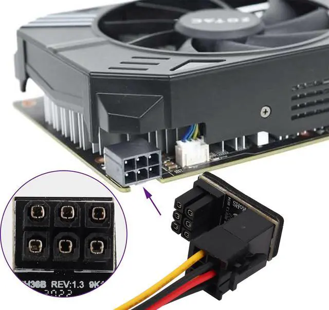 Alt view image 6 of 7 - 180 Degree 6Pin PCI Power Adapter 180 Degree Angled ATX 6Pin Female to 6pin Male Connector Power Adapter Board for Desktop Graphics Card(2Pack-UP/6Pin)