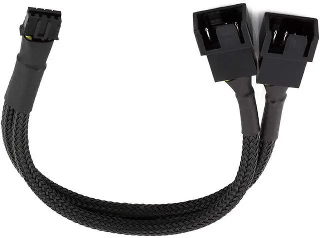 Main image of GPU Fan Adapter Splitter Cable to PWM Fan, Graphic Card Fan Adapter, Compatible to 4-pin 3-pin PWM Fans 10cm 4 inch Black 1 to 2 Splitter cable