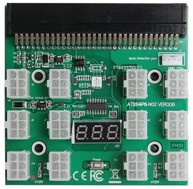 Main image of 1Pcs 6PIN 1200W Server Power Supply Breakout Board for HP DPS-1200QB A PSU GPU Mining
