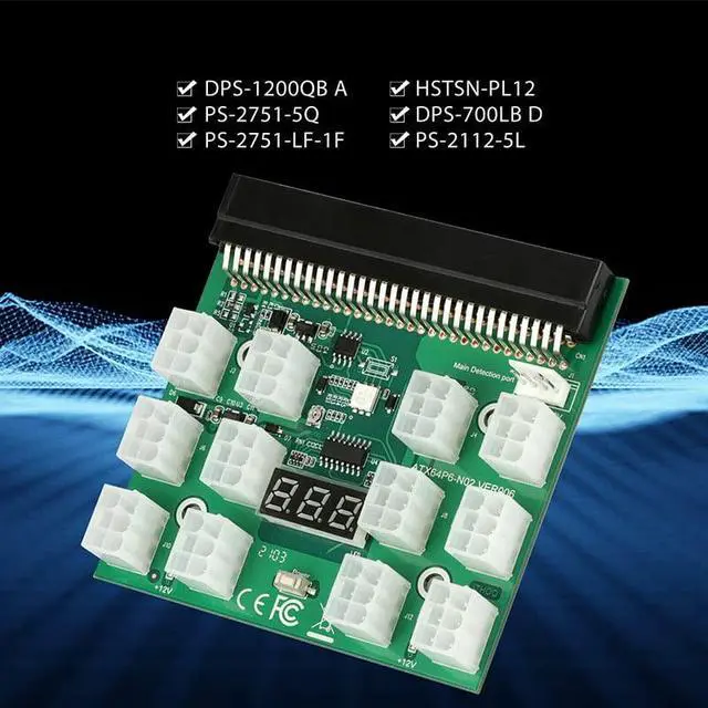 Alt view image 2 of 7 - 1Pcs 6PIN 1200W Server Power Supply Breakout Board for HP DPS-1200QB A PSU GPU Mining