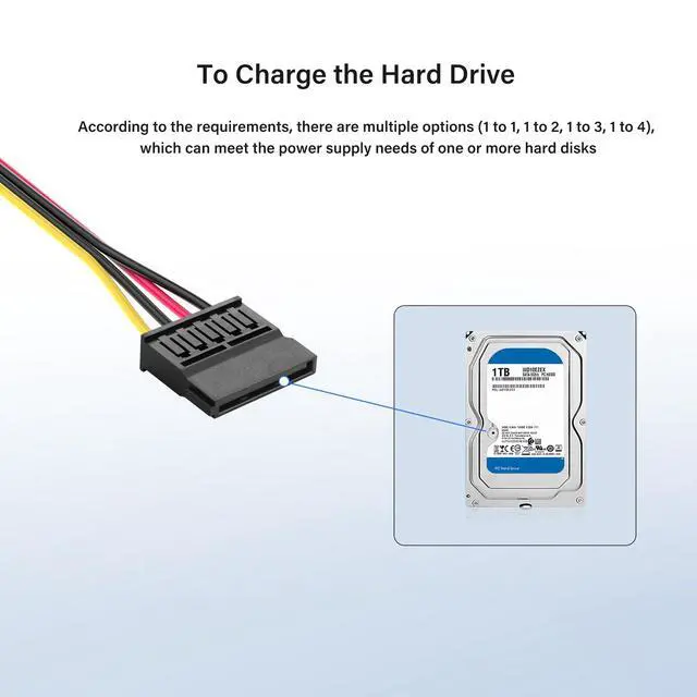 Alt view image 4 of 7 - 6 Pin ATX PSU to SATA IDE Hard Drive Power Supply Cable ATX 6-Pin Female to SATA Female Extension Cable with Step-Down Voltage Regulator (1 to 1)