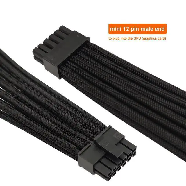 Alt view image 2 of 4 - 12 Pin GPU Cable, Dual PCIe 8 Pin Female to Mini 12 Pin GPU Power Adapter Sleeved for Graphics Card 9.5-inch(24cm)