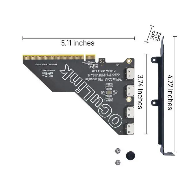 Alt view image 5 of 5 - PCIe 4.0 x16 to Oculink SFF-8612 External SFF-8611 Adapter Card