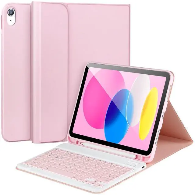 Main image of for iPad 11/10th Generation Case with Keyboard,Detachable Bluetooth Keyboard case for iPad A16 2025 11 inch/10th Gen 2022 10.9 with Pencil Holder, Square Keycaps,Pink