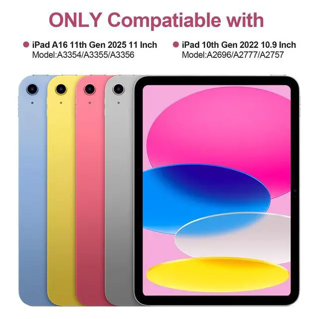 Alt view image 2 of 7 - for iPad 11/10th Generation Case with Keyboard,Detachable Bluetooth Keyboard case for iPad A16 2025 11 inch/10th Gen 2022 10.9 with Pencil Holder, Square Keycaps,Pink