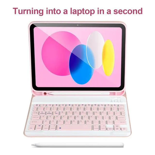 Alt view image 4 of 7 - for iPad 11/10th Generation Case with Keyboard,Detachable Bluetooth Keyboard case for iPad A16 2025 11 inch/10th Gen 2022 10.9 with Pencil Holder, Square Keycaps,Pink