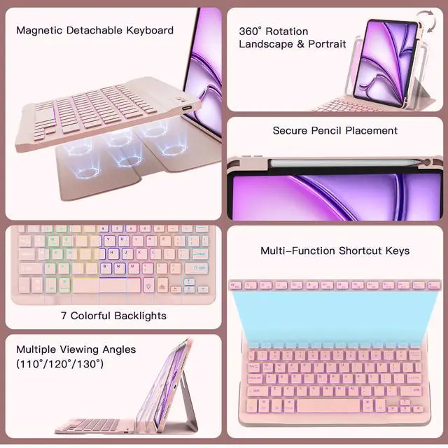 Alt view image 5 of 7 - for iPad Air 11-inch Case with Keyboard M4/M3/M2 (2026/2025/2024)