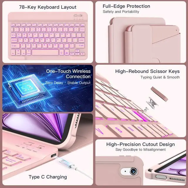 Alt view image 6 of 7 - for iPad Air 11-inch Case with Keyboard M4/M3/M2 (2026/2025/2024)