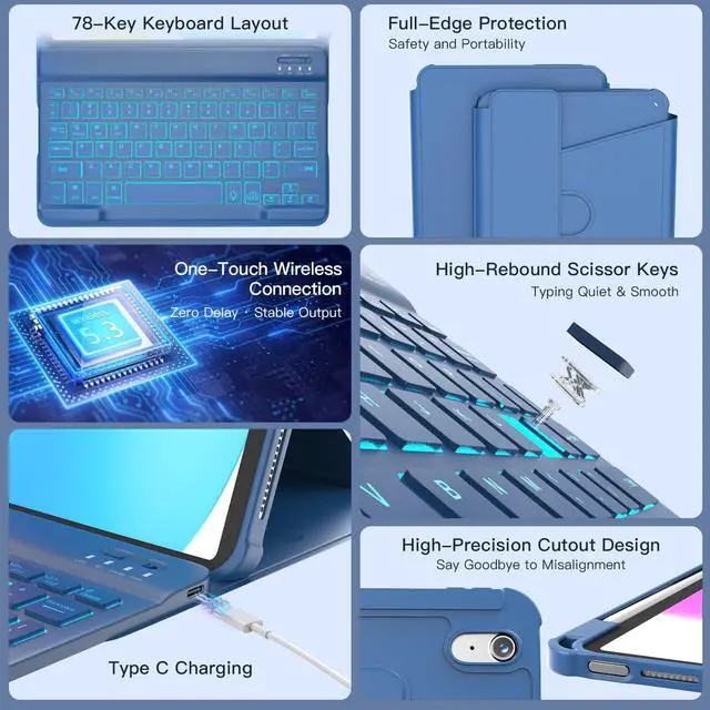 Alt view image 6 of 7 - for iPad 11th(A16, 2025)/10th Generation Case with Keyboard