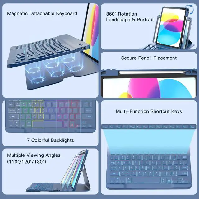 Alt view image 4 of 7 - for iPad 11th(A16, 2025)/10th Generation Case with Keyboard