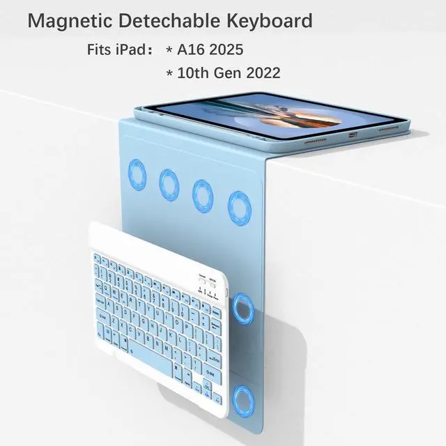 Alt view image 3 of 7 - Keyboard Case with Pencil Holder for iPad 11th Generation (A16), 10th Gen